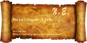 Neidlinger Elek névjegykártya